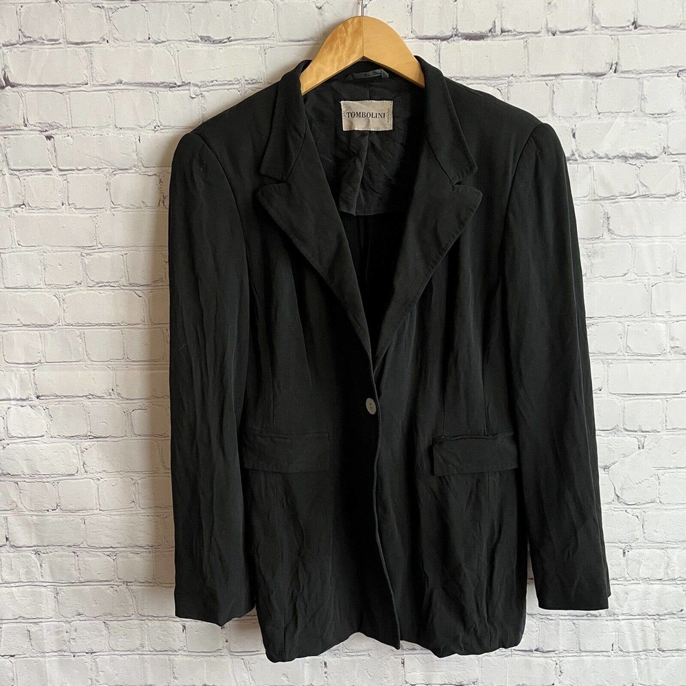TOMBOLINI Womens Black Career Blazer Iridescent Button 42